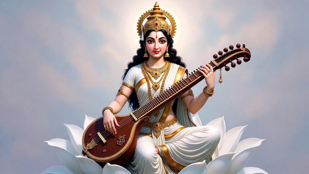 Lord Saraswati Sticker Generating Prompts (30 Attractive & Realistic AI Designs)