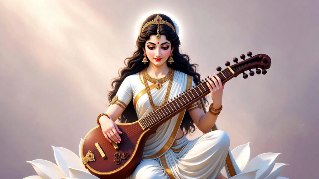 Lord Saraswati Sticker Generating Prompts (30 Attractive & Realistic AI Designs)