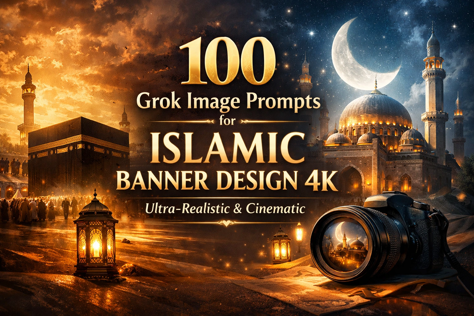 Best Grok Image Prompts for Islamic Banner Design in 4K Quality