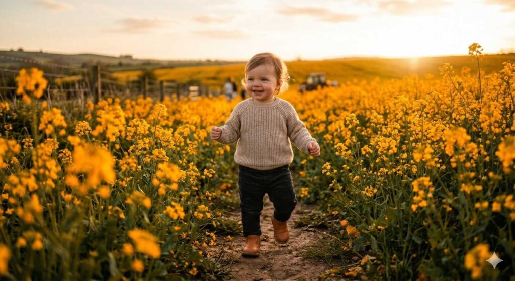 Google Gemini AI Prompts for Cute Baby Mustard Field Photos