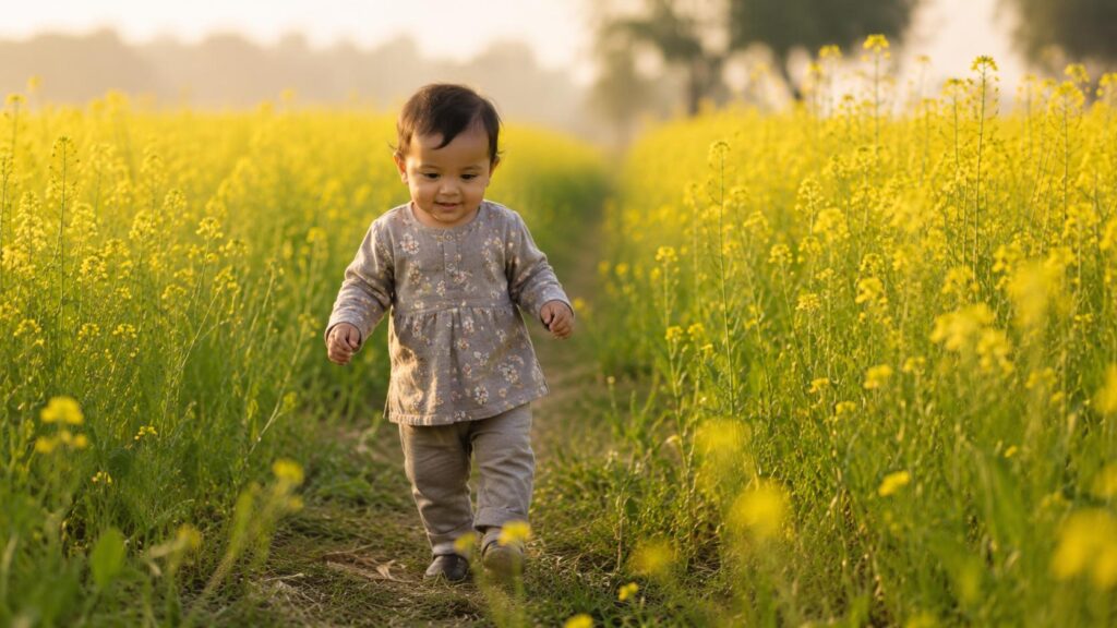 Google Gemini AI Prompts for Cute Baby Mustard Field Photos