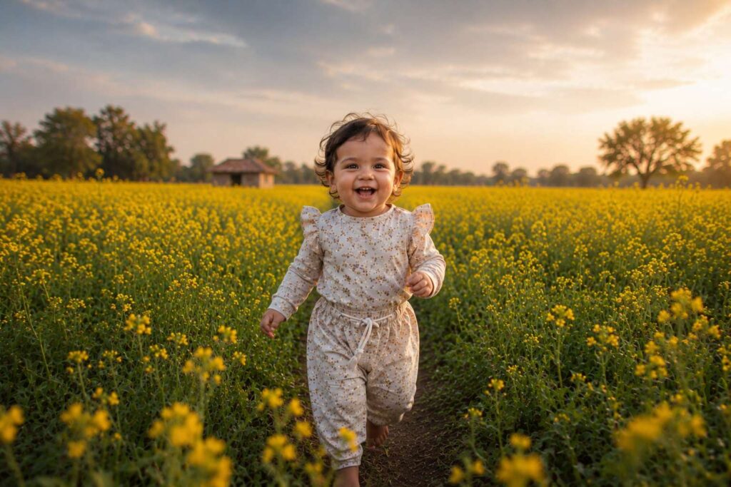 Top 30 Google Gemini AI Prompts for Cute Baby Mustard Field Photos