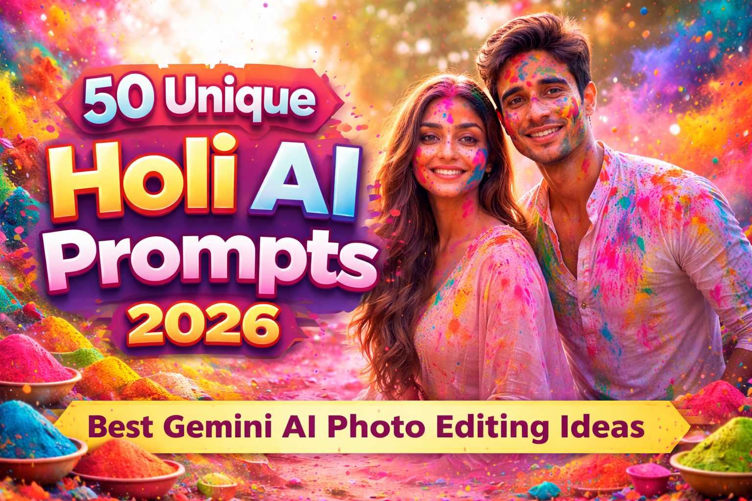 50 Best Holi AI Photo Editing Prompts (2026 Edition) – Instagram DP, Couple, Cinematic & Traditional Themes