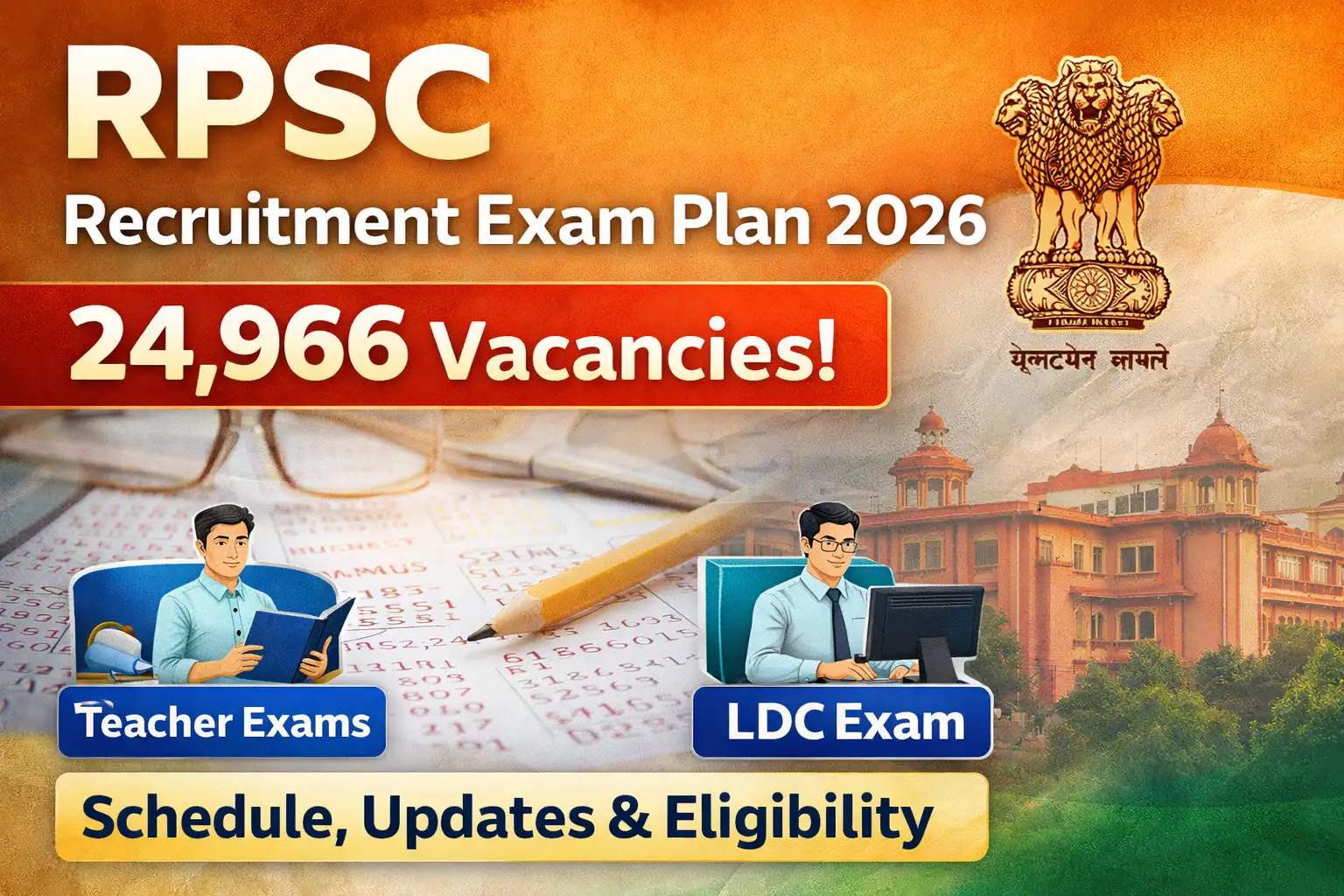 RPSC Recruitment Exam Plan 2026: 24966 Vacancies, Teacher & LDC Exams Schedule