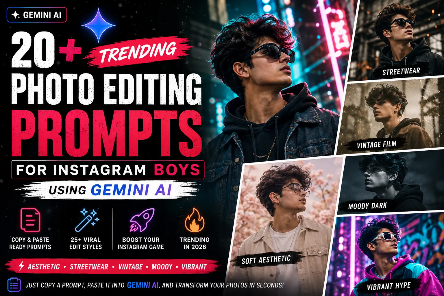 Trending Photo Editing Prompts for Instagram Boys Using Gemini AI