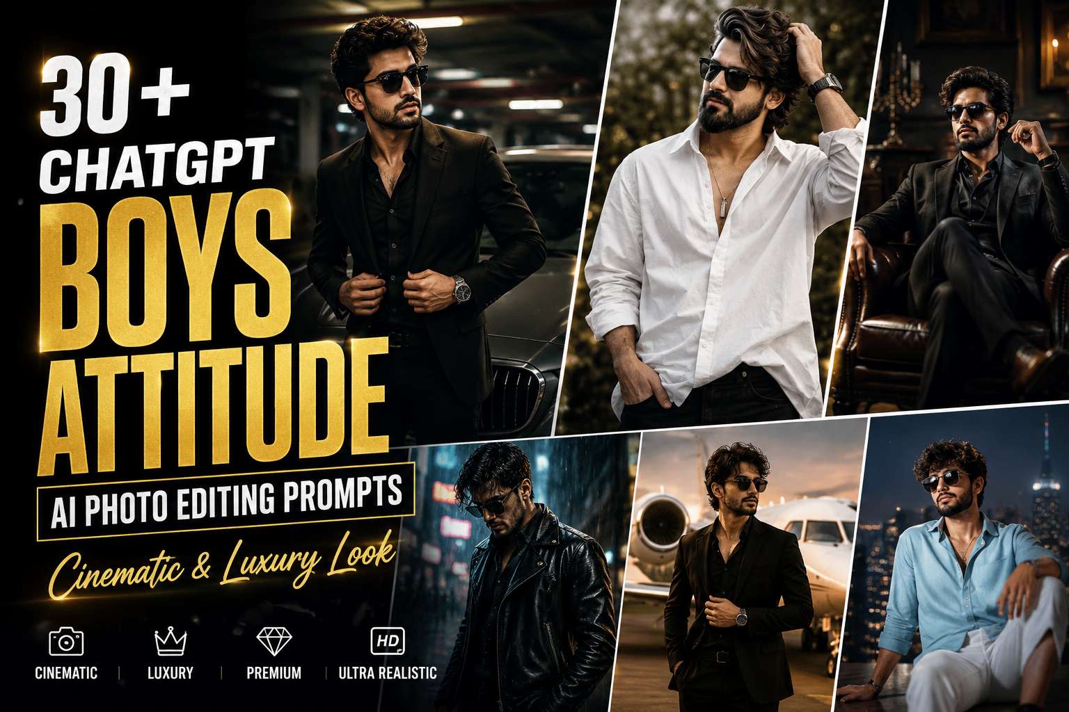 35+ ChatGPT Boys Attitude AI Photo Editing Prompts – Cinematic & Luxury Look